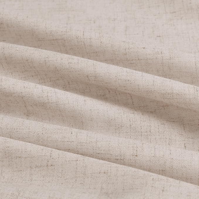 Aersas Cream Beige Pinch Pleat Linen Curtains 102 Inch Long for Living Room 2 Panels Set Natural Boho Semi Sheer Light Filtering Neutral Pleated Curtain with Rings Hooks Floor Ceiling Bedroom Window