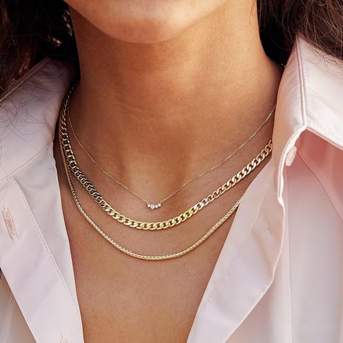 Natural Freshwater Baroque Pearl Necklace 14K Gold Plated Dainty Choker Necklace for Women Girls Snake Chain/Cuban Link/Paperclip/Ball Beaded Chain/Tennis Chain Fashion Jewelry for Gift
