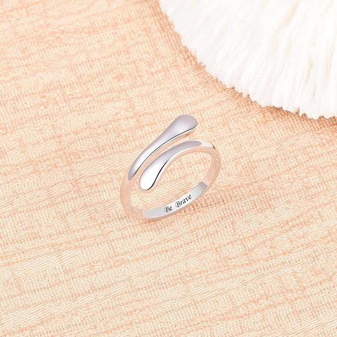 Fookduoduo 925 Sterling Silver Ring Inspirational Jewelry adjustable Wrap Open Rings for Women