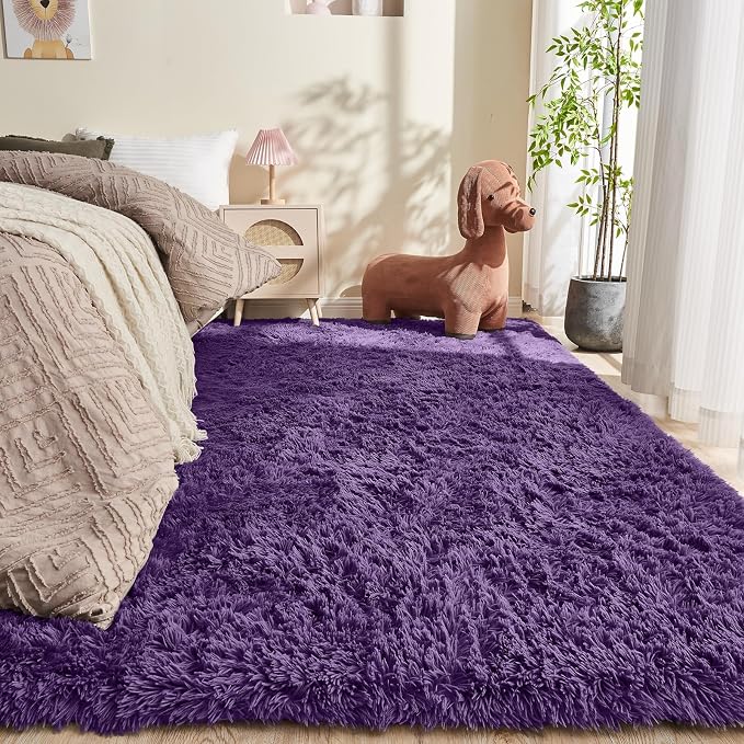 OPPODREAM 5x7 Purple Rugs for Bedroom, Ultra-Soft Fluffy Area Rugs for Living Room, 5 x 7 Shag Carpet for Nursery, Kids, Girl, Boy, Baby, Plush, Fuzzy, Shaggy, Cute Home Decor