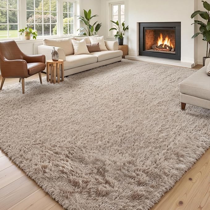8x10 Area Rugs for Living Room Bedroom, Large Area Rug Shaggy Carpet Soft Plush Furry Bedside Rug, Rugs for Home Decor (Beige, 8 x 10)