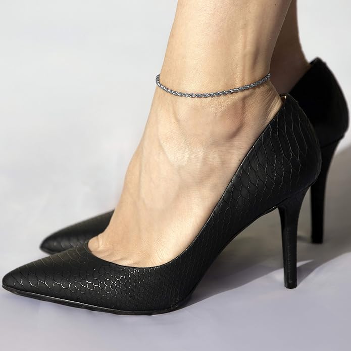 LIFETIME JEWELRY Womens Gold Anklet 3mm Rope Chain Ankle Bracelet 24k Real Gold Plated