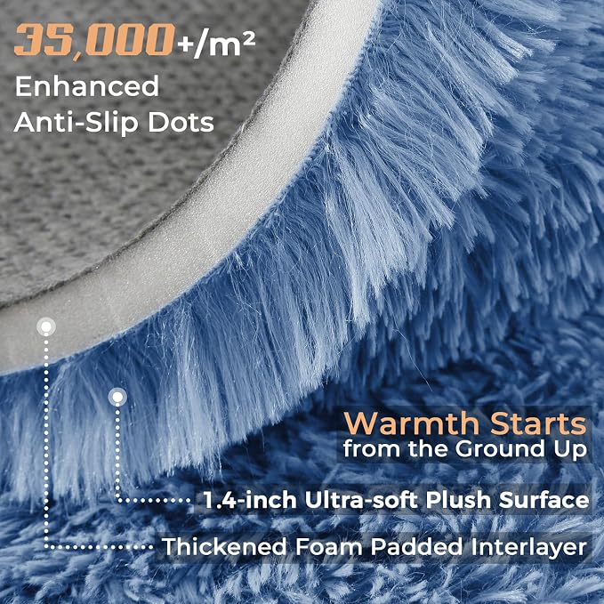 OPPODREAM 5x7 Blue Rugs for Bedroom, Ultra-Soft Fluffy Area Rugs for Living Room, 5 x 7 Shag Carpet for Nursery, Kids, Girl, Boy, Baby, Plush, Fuzzy, Shaggy, Cute Home Decor