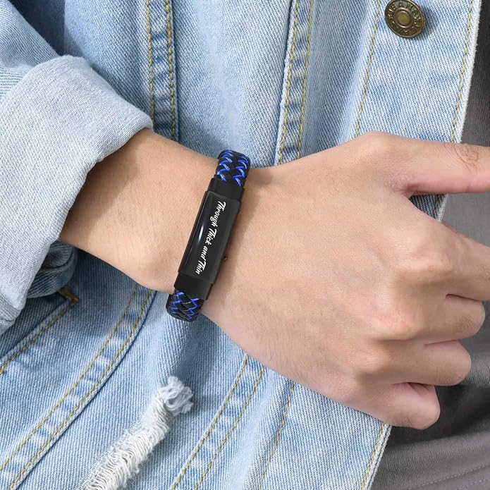 VNOX Men's Inspirational Mantra Engarved Handmade Braided Leather Adjustable Cuff Bangle Bracelet Encouragement Motivational Gift for Men