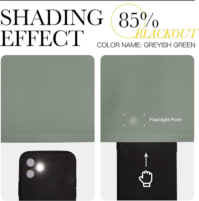 NICETOWN Greyish Green Blackout Curtains 90" Long for Office, Dining Room, Guest Room, Sound Reducing Heat and Cold Block Curtain Panels for Modern Room Decorative (55" Wide, 2 Pieces)