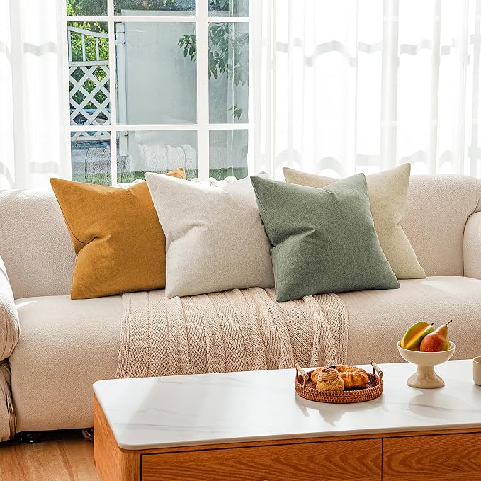 a moment Waterproof Throw Pillow Covers Set of 4,26x26 Inch Outdoor Stain Resistant Pet Friendly Pillowcases Cushion Covers for Patio Sofa and Living Room,Dune Grove