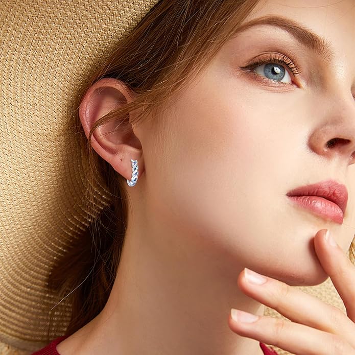 Small Hoop Earrings for Women 925 Sterling Silver Huggie Hoop Opal Earrings Hypoallergenic Earring Jewelry Gifts