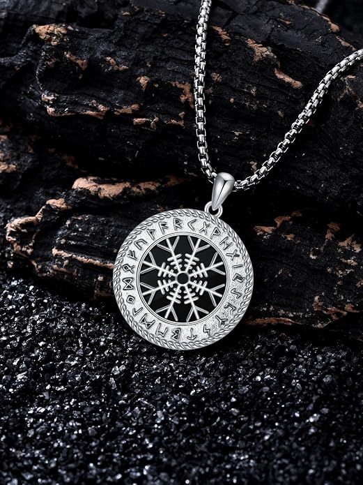 Viking Necklace for Men Women 925 Sterling Silver Norse Jewelry Fathers Mothers Day Anniversary Birthday Gifts for Mom Dad Husband Brother (with Gift Box)