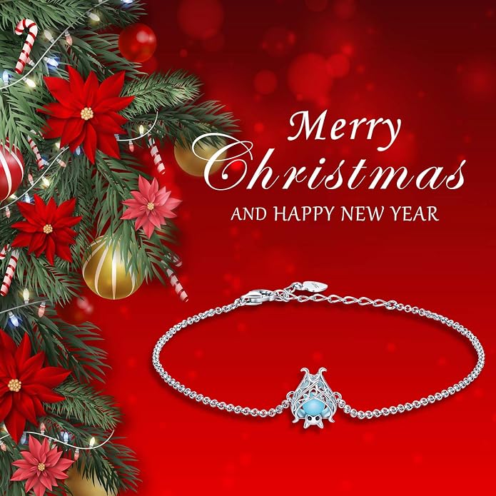 Cute Bat Bracelet Sterling Silver Glowing in The Dark Animal Bracelet Little Witchy Vampire Halloween Jewelry Gift for Women