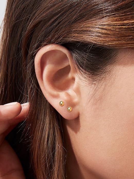 ChicSilver 925 Sterling Silver Earrings Dainty Bar/Circle/Triangle/Star/Ball Stud Earrings for Women with Gift Box, Hypoallergenic Earrings for Sensitive Ears