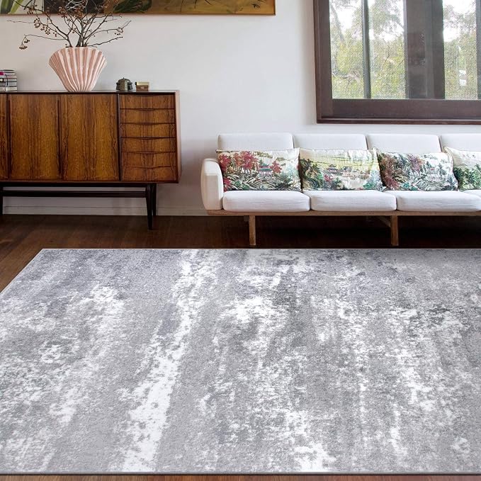 Rugshop Watercolor Distressed Modern Bohemian Area Rug Gray 3'3" x 5'