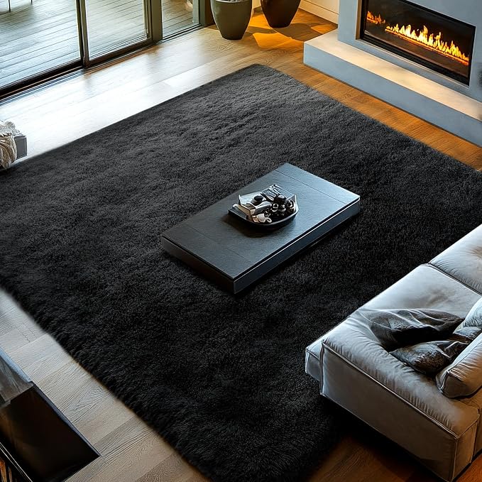 10x14 Black Carpet for Living Room – Extra Large Shag Rug | Extra Large Oversized - Soft Shaggy High Pile - Shaggy Big Mordern Decor