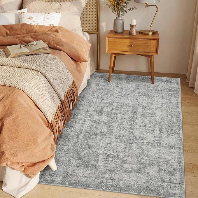 Rugxara 3x5 Rug for Entryway Bedroom Washable Area Rugs Carpet, Grey