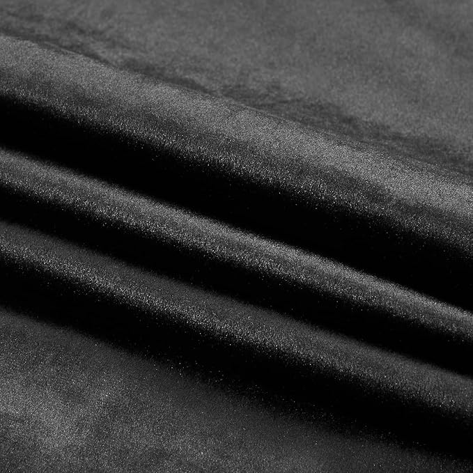 PRIMROSE Black Curtains 102 inch for Living Room Velvet Drapes Blackout Rod Pocket Back Tab Window Treatment Semi Room Darkening Decor Curtains for Bedroom Set of 2 Panels