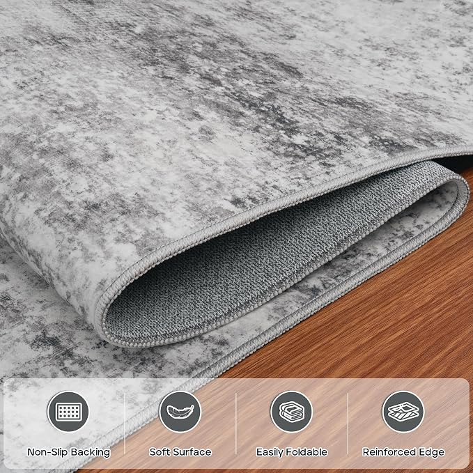 10x14 Area Rugs Large Living Room Rug Washable: Modern Abstract Rug Indoor Modern Carpet Non Slip for Dining Room Bedroom Nursery Home Office Grey