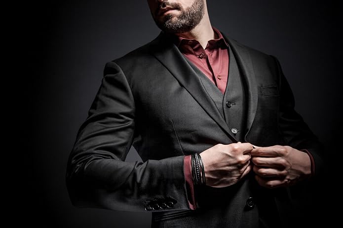 SERASAR | Premium Leather Bracelet [Braid] for Men in Black & Brown | Various Lengths | Magnetic Stainless Steel Clasp | Exclusive Jewellery Box | Great Gift Idea for Men