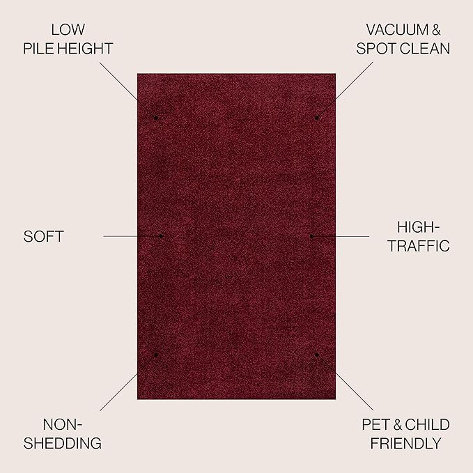 JONATHAN Y Haze Solid Low-Pile Dark Red 4' Round Indoor Area Rug, Coastal,Bohemian,Minimalist,Classic, Easy-Cleaning for Living Room,Bedroom,Kitchen,Pet Friendly,Non-Shedding (SEU100Q-4R)