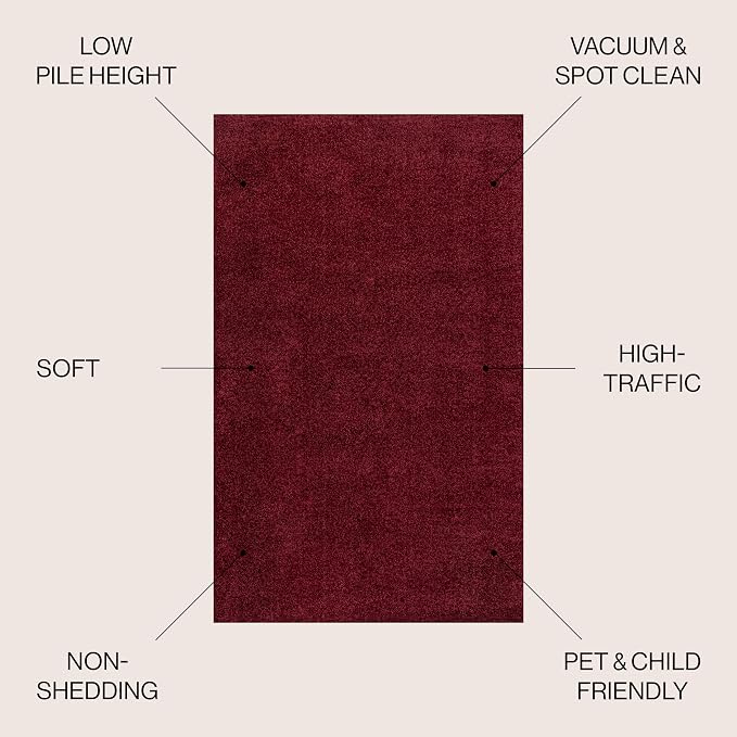 JONATHAN Y Haze Solid Low-Pile Dark Red 6' Round Indoor Area Rug, Coastal,Bohemian,Minimalist,Classic, Easy-Cleaning for Living Room,Bedroom,Kitchen,Pet Friendly,Non-Shedding (SEU100Q-6R)