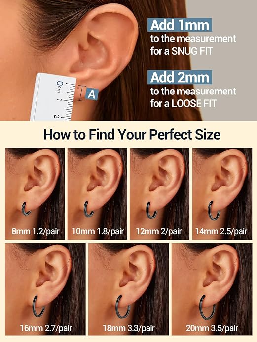 PROSTEEL Hoop Earrings for Women, Huggie Hoop with 925 Sterling Silver Post, 8/10/12/14/16/18/20mm Small Huggie Hoops, 14K Gold Plated/Silver/Black/Rose Gold Hypoallergenic Earrings Jewelry