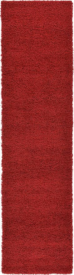 Unique Loom Solid Shag Collection Area Rug (2' 7" x 10' Runner, Cherry Red)