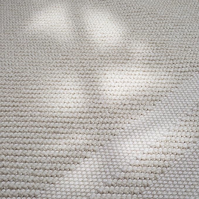 CAMILSON Micro Loop Rug 8x10 Modern Luxury Bordered Area Rugs Soft High and Low Pile Stain Resistant Easy-Cleaning Non-Shedding for Living Room Office Indoor Carpet (8 x 10 / White)