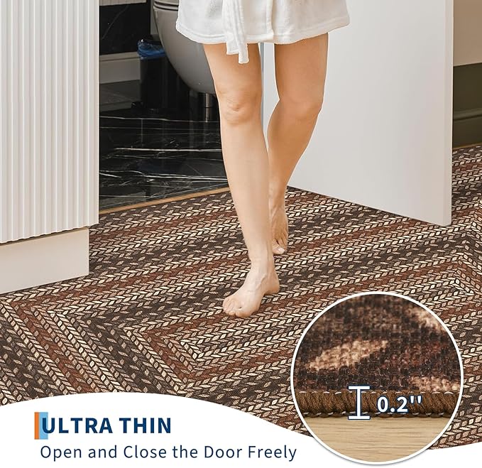 GarveeHome Washable 4x6 Area Rug Living Room Modern Easy Jute Area Rugs | Non Slip Stain Resistant Easy Jute Dining Room Throw Carpet Solid Area Rug for Kitchen Bedroom Nursery Home Decor, Tan/Brown