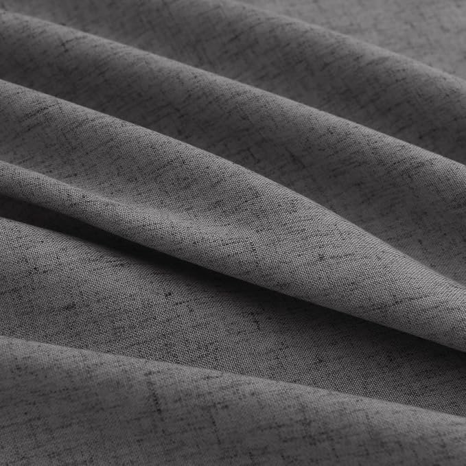 Aersas Blazer Grey Pinch Pleated Linen Curtains 96 Inches Length Flax Texture Wave Fabric Vertical Light Filtering Semi Sheer Window Shades for Living Room Bedroom with Hooks Home Decor 40x96 Inch