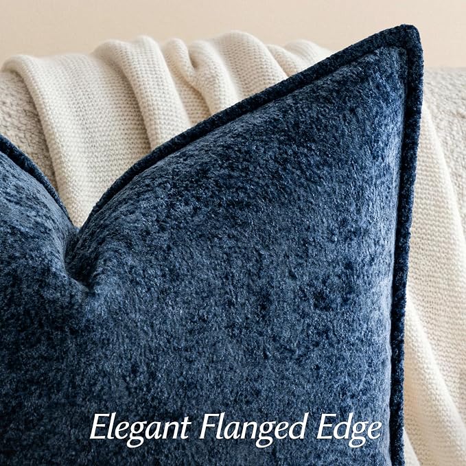 a moment Throw Pillow Covers 16X16 Inch 4 Packs,Soft Velvet Decorative Pillow Cases with 3D Ice Flower,Texture Modern Accent Cushion Covers for Sofa Couch Home Decor Navy Blue