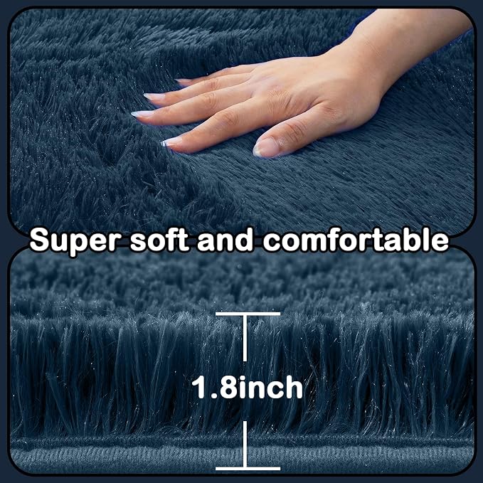 Area Rug 9x12 for Living Room - Navy Blue Large Fluffy Carpet | Navy Style: Deep Sophisticated Navy Complements Any Sofa Decor - Timeless, Elegant Choice For Living Rooms And Bedrooms