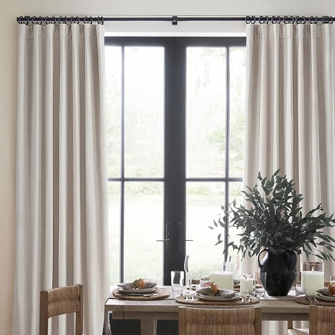 QJmydeco 48 Inch Curtains Sunblock Curtains for Bedroom 2 Panel Sets, Total Blackout Insulated Opaque Curtain for Summer Heat Drapes for 50 Inch Small Window Natural Light Brown (50" Wx48 L)