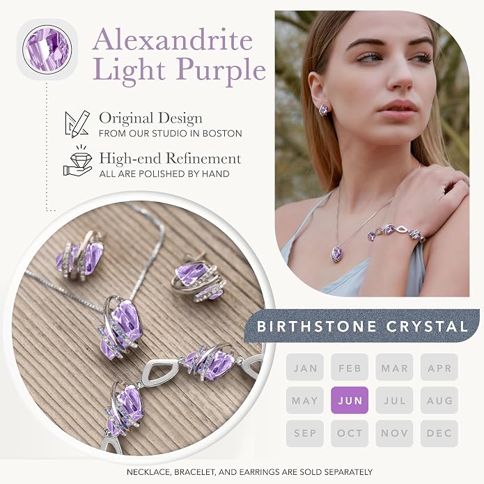 Leafael Wish Stone Pendant Necklace with Birthstone Crystal, 18K Rose Gold Plated/Silvertone, 18" + 2"