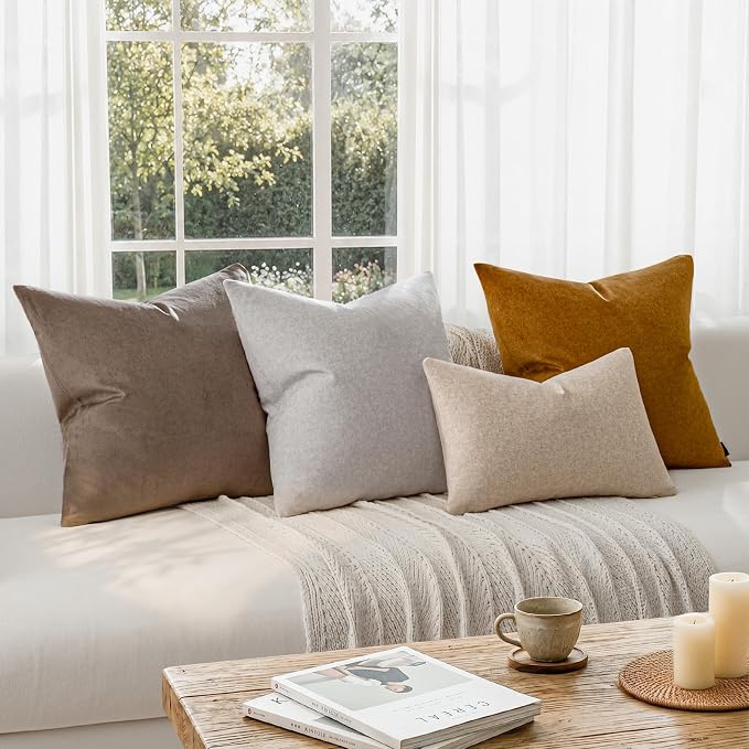 a moment Waterproof Throw Pillow Covers Set of 4,20x12 Inch Outdoor Stain Resistant Pet Friendly Pillowcases Cushion Covers for Patio Sofa and Living Room,Earth's Rhythm