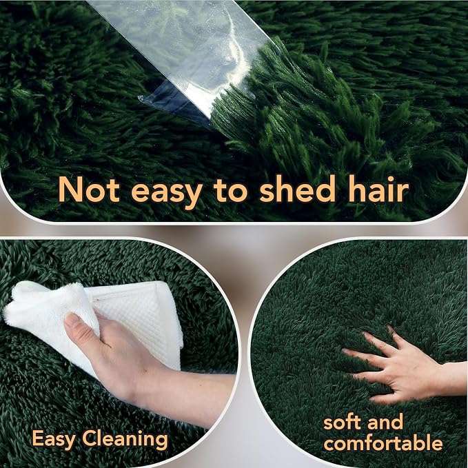 Topmaxcs Green Shag Bedroom Rug - 5x8: Fluffy Area Rug