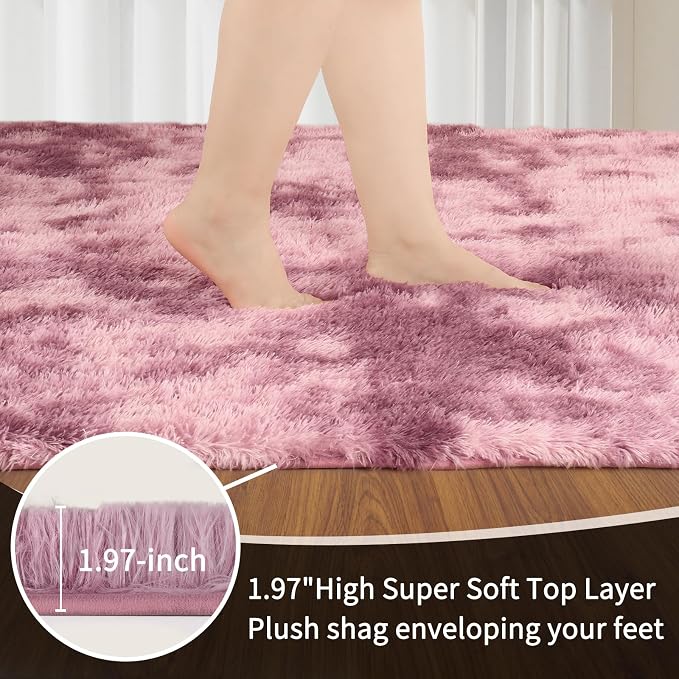 Sour Lemon Area Rugs 9x12 Living Room Bedroom, Large Fluffy Shag Rug | Shaggy Carpet, Soft Plush Furry Bedside Rugs, Anti Slip, Washable Area Modern Rugs Floor Mat for Kids Girls Boys Living Room