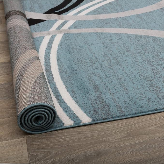 Rugshop Wavy Circles Modern Fade-Resistant Area Rug Blue 3'3" x 5'