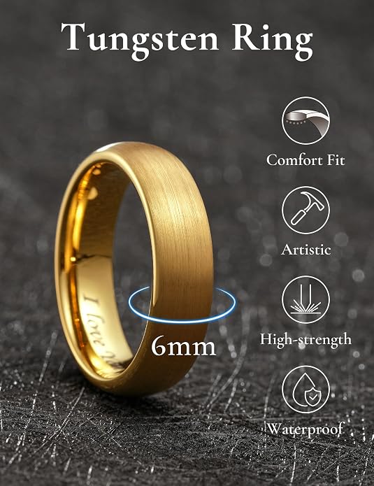 King Will Wedding Band for Men Women, 2/4/6/7/8mm Domed Matte Brushed Tungsten Carbide Rings, Solid/Dual Color Engagement Rings, Comfort Fit