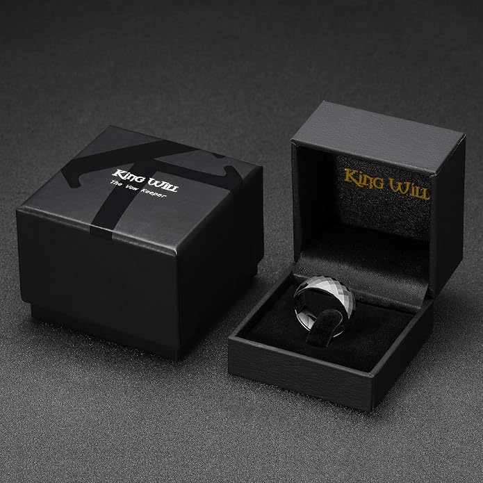 King Will Tungsten Carbide Wedding Ring for Men Women Promise Ring for Couple 2mm/4mm/6mm Black/Silver/Gold/Rose Gold Multi-faceted Shining Luster High Polished Wedding Band Comfort Fit