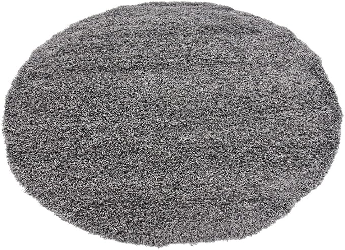Unique Loom Solid Shag Collection Area Rug (6' 1" Round, Graphite Gray)
