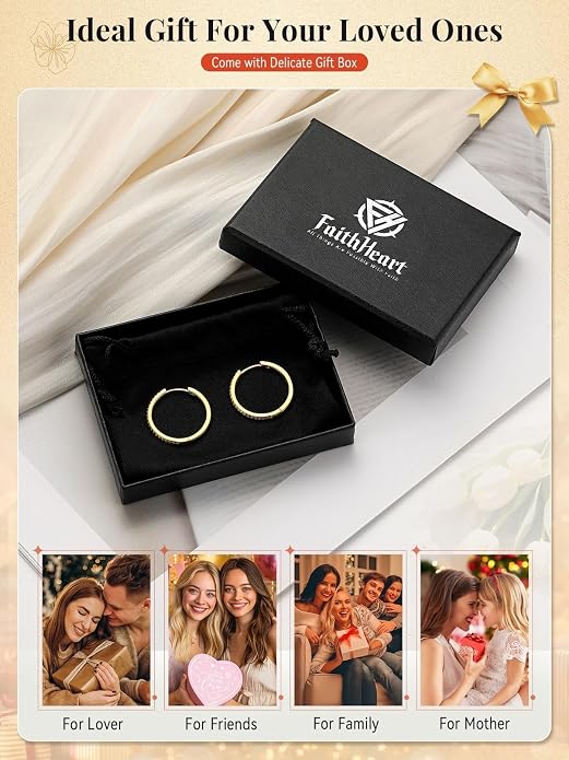 FaithHeart 925 Sterling Silver Huggie Hoop Earrings, Silver Small Hoop Earring for Women, 14K Gold/Black/Rose Gold Hypoallergenic Cartilage Earrings for Women 6/8/10/12/14/16/18/20mm