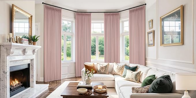 MIULEE Pinch Pleated 100% Blackout Curtains 40"x96" Light Pink 4 Panels Set | Thick Linen, Memory Trained Pleat, Back Tab Double Layer Drapes, Thermal Insulated, Curtain for Bedroom Living Room Darkening