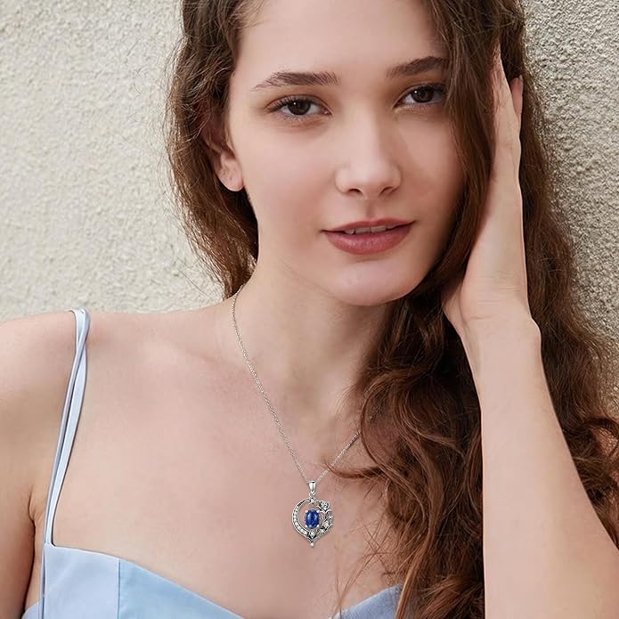 PELOVNY Celtic Knot Necklaces for Women 925 Sterling Silver Gemstone/Birthstone Teardrop Infinity Necklace Irish Celtic Pendant Jewelry Gifts for Mom Daughter Wife