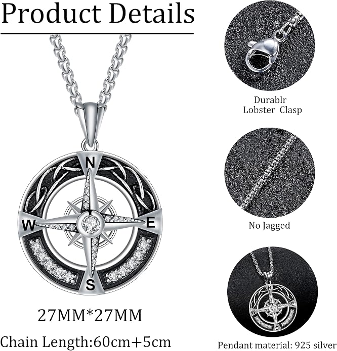 925 Sterling Silver Necklace for Men Women, Birthday Keepsake Jewelry Gifts for Mom Dad Friend