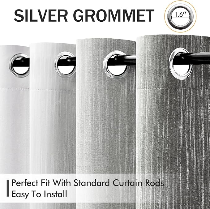 MIULEE Grey and Greyish White Ombre Blackout Curtains, Full Room Darkening Thermal Insulated 54 Inches Long Drapes for Bedroom/Living Room Grommet Window Treatments Modern 52Wx54L, Set of 2