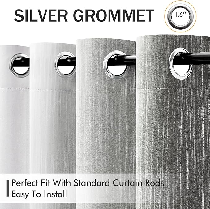 MIULEE Grey and Greyish White Ombre Blackout Curtains, Full Room Darkening Thermal Insulated 96 Inches Long Drapes for Bedroom/Living Room Grommet Window Treatments Modern 52Wx96L, Set of 2