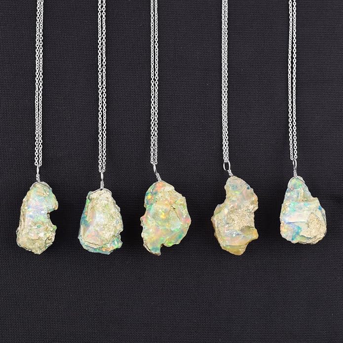Natural Gemstone Pendant Necklace for Women Handmade Birthstone Healing Crystal Jewelry Chain 20" Stone Birthday Christmas Wedding Gifts for Her