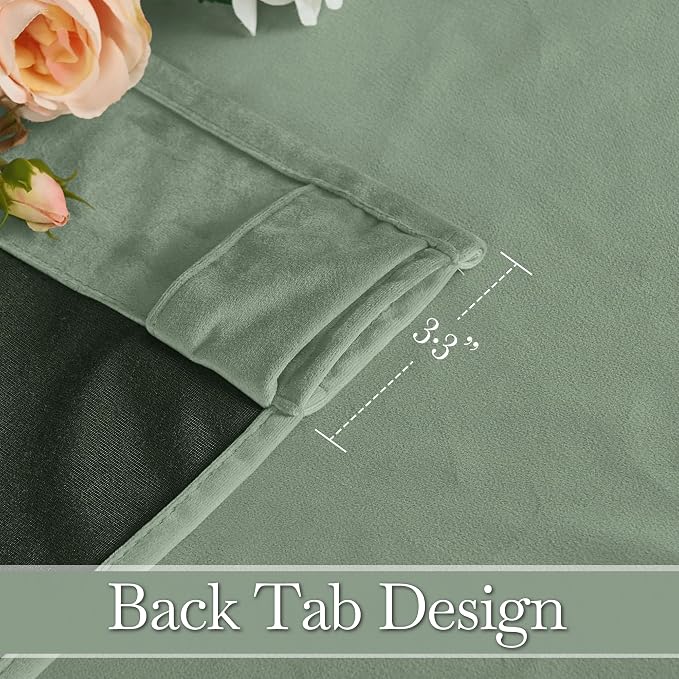 RYB HOME Aqua Velvet Curtains for Bedroom Living Room, Thermal Insulated Privacy UV Heat Blocking Luxurious Soft Rod Pocket Back Tab Drapes for Nursery, 52" W x 108" L, 2 Panels