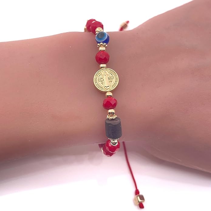 SIFRIMANIA Positive Energy Evil Eye Talisman Genuine Azabache Red Adjustable Protection Bracelet for Women