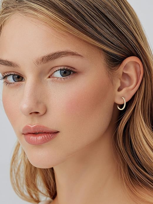 PROSTEEL Hoop Earrings for Women, Huggie Hoop with 925 Sterling Silver Post, 8/10/12/14/16/18/20mm Small Huggie Hoops, 14K Gold Plated/Silver/Black/Rose Gold Hypoallergenic Earrings Jewelry