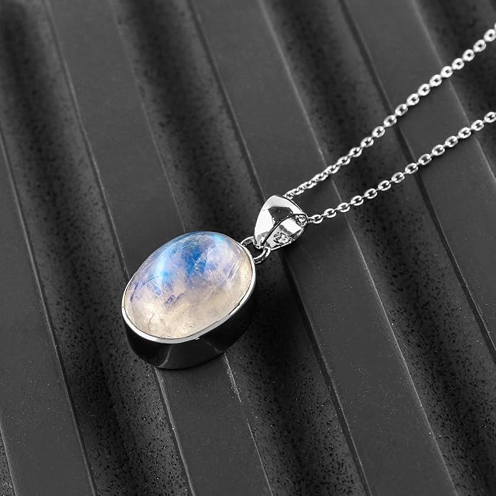 Raw Gemstone Dainty Pendant Necklace for Women, Trendy Healing Chakra Crystal, Birthstone Handmade 925 Sterling Silver Adjustable 18 inch Chain Jewelry, Birthday Gifts