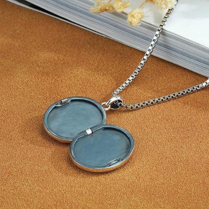 Sterling Silver Locket Necklace for Woman Vintage Opal Locket Necklace That Holds Pictures Always in My Heart Photos Daisy Flowers Locket Jewelry Gifts